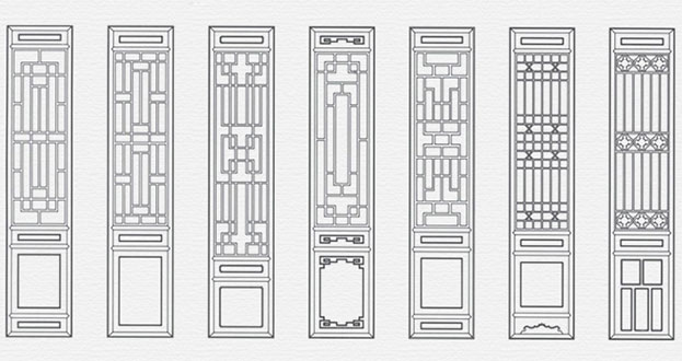 黄竹镇常用中式仿古花窗图案隔断设计图